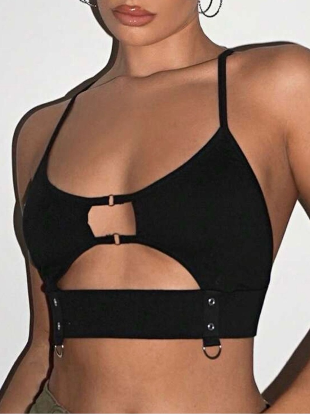 Keyhole Black Halter Crop Top